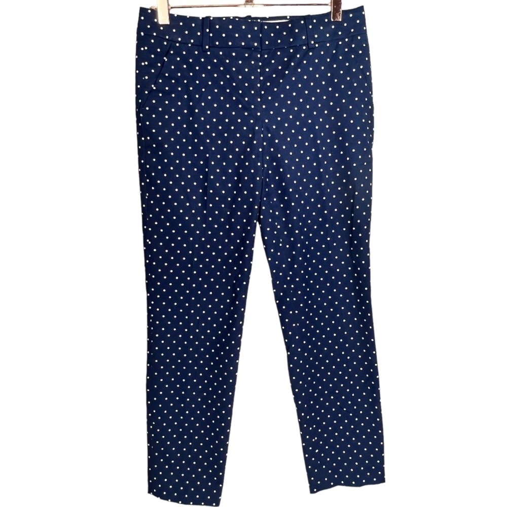 J. Crew Cafe Capri Polka Dot Ankle Pants Navy Size 0 Preppy‎ Academia